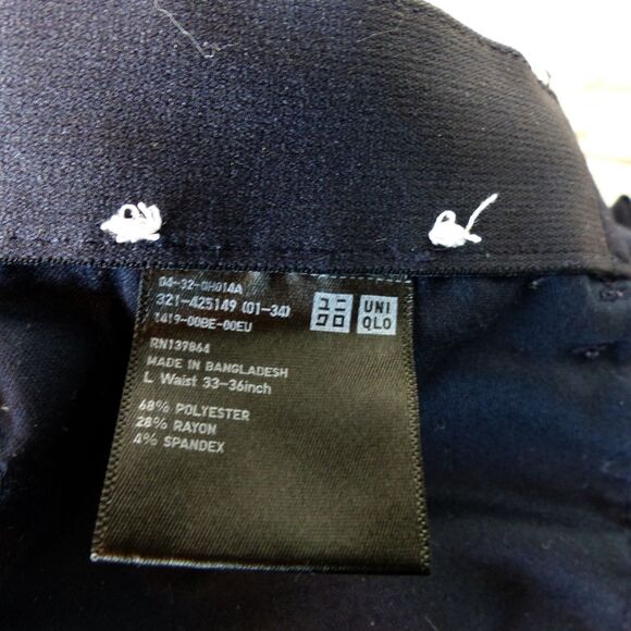 Uniqlo Pants Mens L 33-36 Navy Ezy Ankle Length Wool-Like Trouser Peppy 45149 - Picture 10 of 12